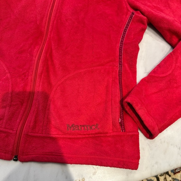 Fuzzy Fleece Marmot Pink Long Sleeve Hoodie Perfect Winter Layer Lightweight - Picture 2 of 8